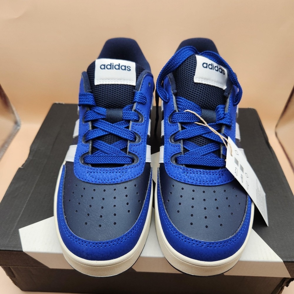 Adidas Breakbase J Shoes Youth Size 5 Blue White Lace Up Sneakers JQ3062